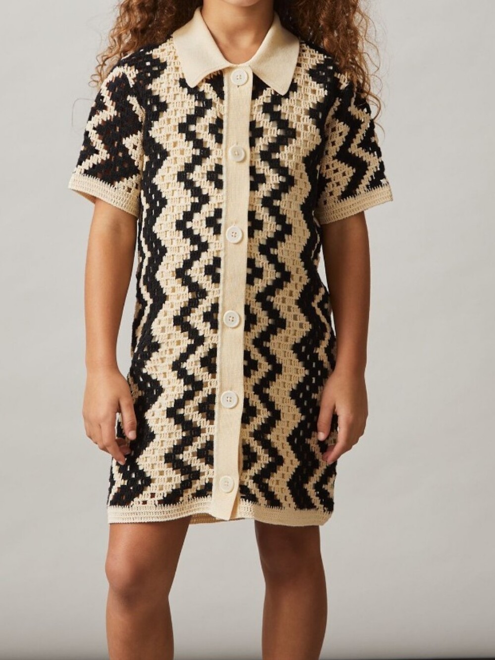 Reiss Cotton-Blend Patterned Crochet Dress